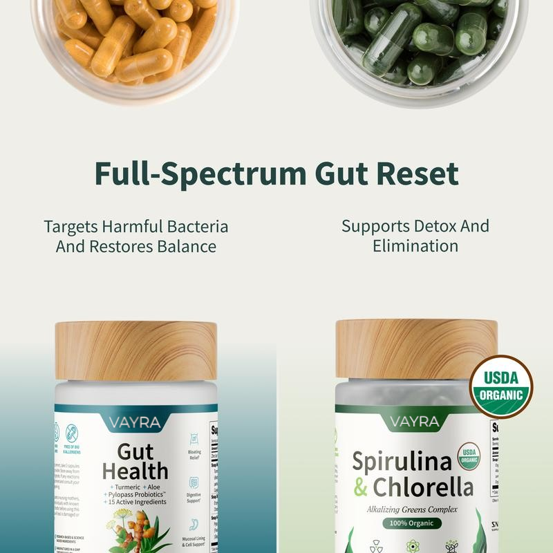 Vayra® Gut Health + Spirulina & Chlorella