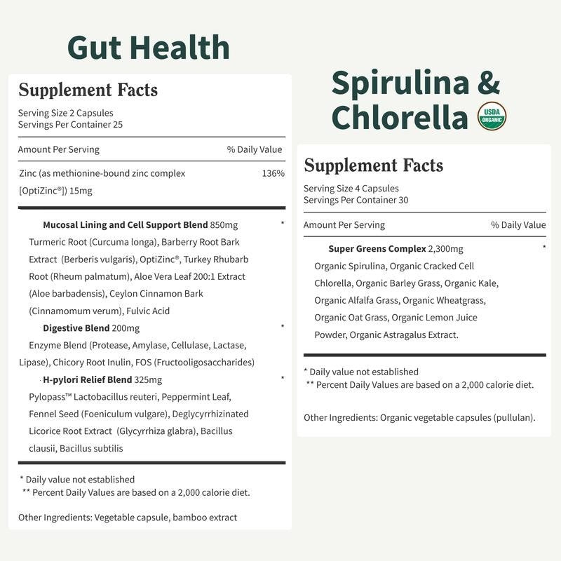 Vayra® Gut Health + Spirulina & Chlorella